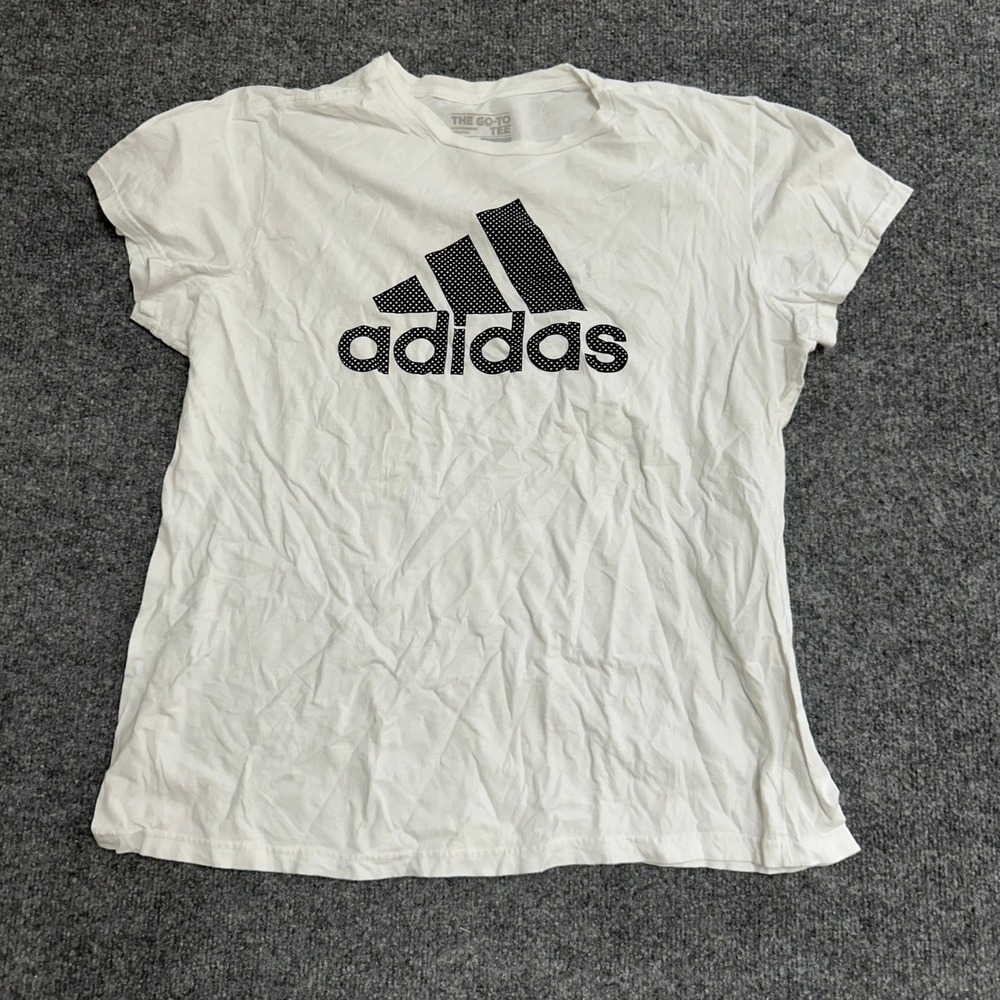 Adidas T-Shirt Womens Size 2X White Graphic Logo Cotton The Go-To Tee